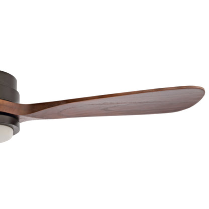 52" Matte Black Ceiling Fan with Walnut Wood Blades and LED Light – Modern 6-Speed Remote Fan