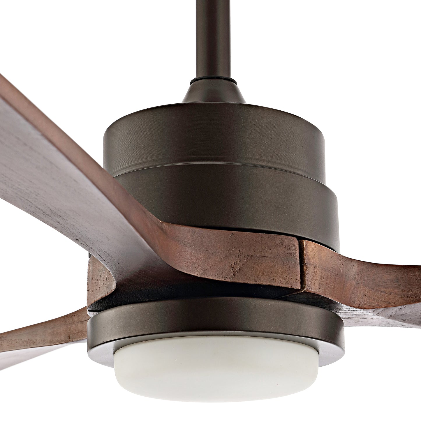 52" Matte Black Ceiling Fan with Walnut Wood Blades and LED Light – Modern 6-Speed Remote Fan