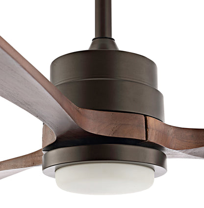 52" Matte Black Ceiling Fan with Walnut Wood Blades and LED Light – Modern 6-Speed Remote Fan