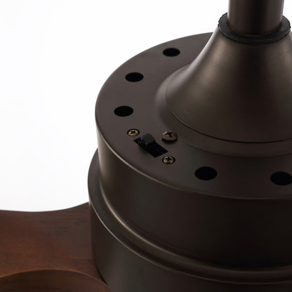52" Matte Black Ceiling Fan with Walnut Wood Blades and LED Light – Modern 6-Speed Remote Fan