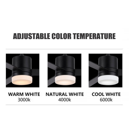 52" Matte Black Ceiling Fan with Solid Wood Blades and LED Light – 6-Speed Remote Fan