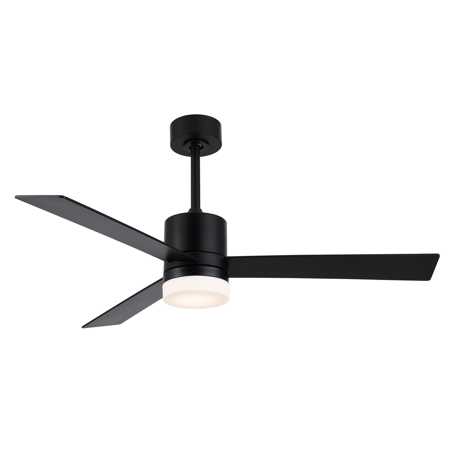 52" Matte Black Ceiling Fan with Solid Wood Blades and LED Light – 6-Speed Remote Fan