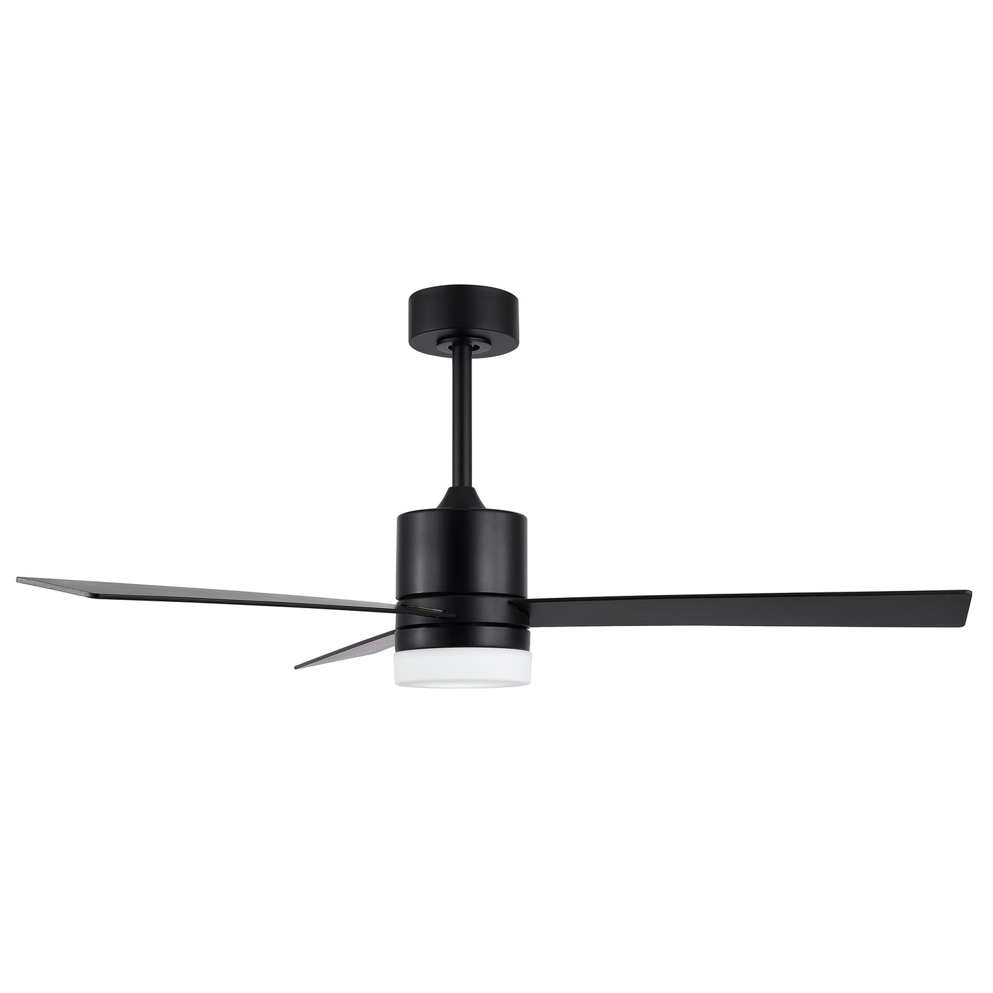 52" Matte Black Ceiling Fan with Solid Wood Blades and LED Light – 6-Speed Remote Fan