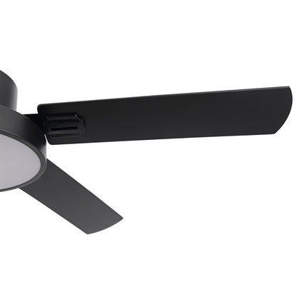 52" Matte Black Ceiling Fan with LED Light and Remote – Solid Wood Blades