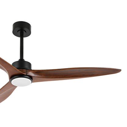 60" Black Ceiling Fan with Walnut Wood Blades and LED Light – Modern Remote Fan