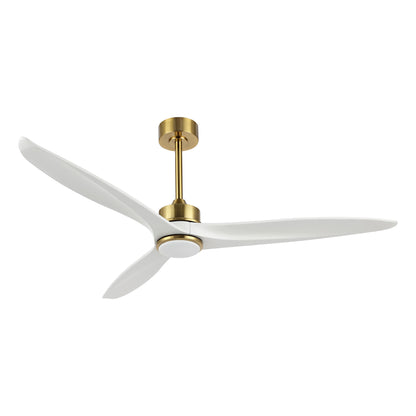 60" Gold and White Ceiling Fan with LED Light and Remote – Modern Wood Blade Fan