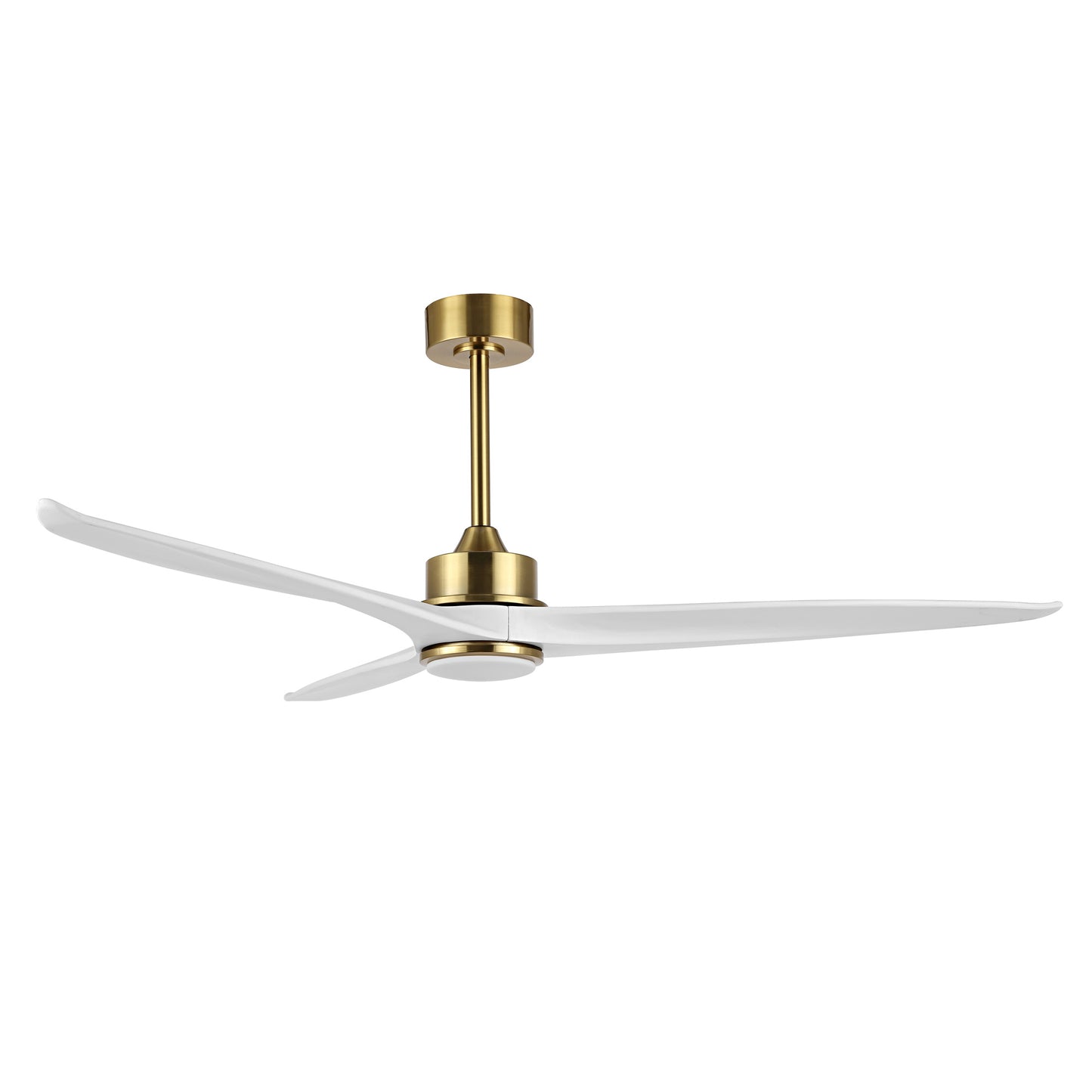 60" Gold and White Ceiling Fan with LED Light and Remote – Modern Wood Blade Fan
