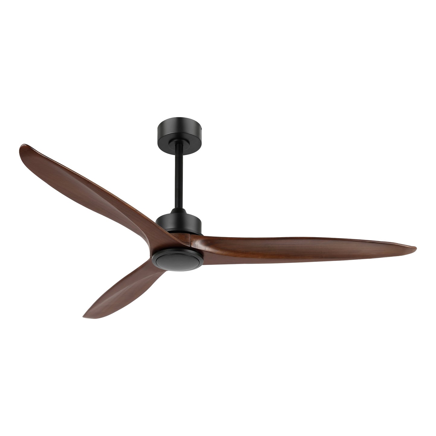 60" Black Ceiling Fan with Walnut Wood Blades – Modern 3-Blade Fan with Remote