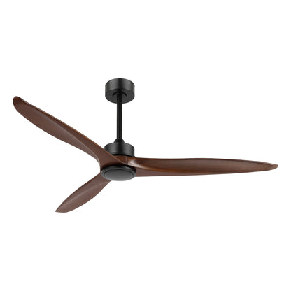 60" Black Ceiling Fan with Walnut Wood Blades – Modern 3-Blade Fan with Remote