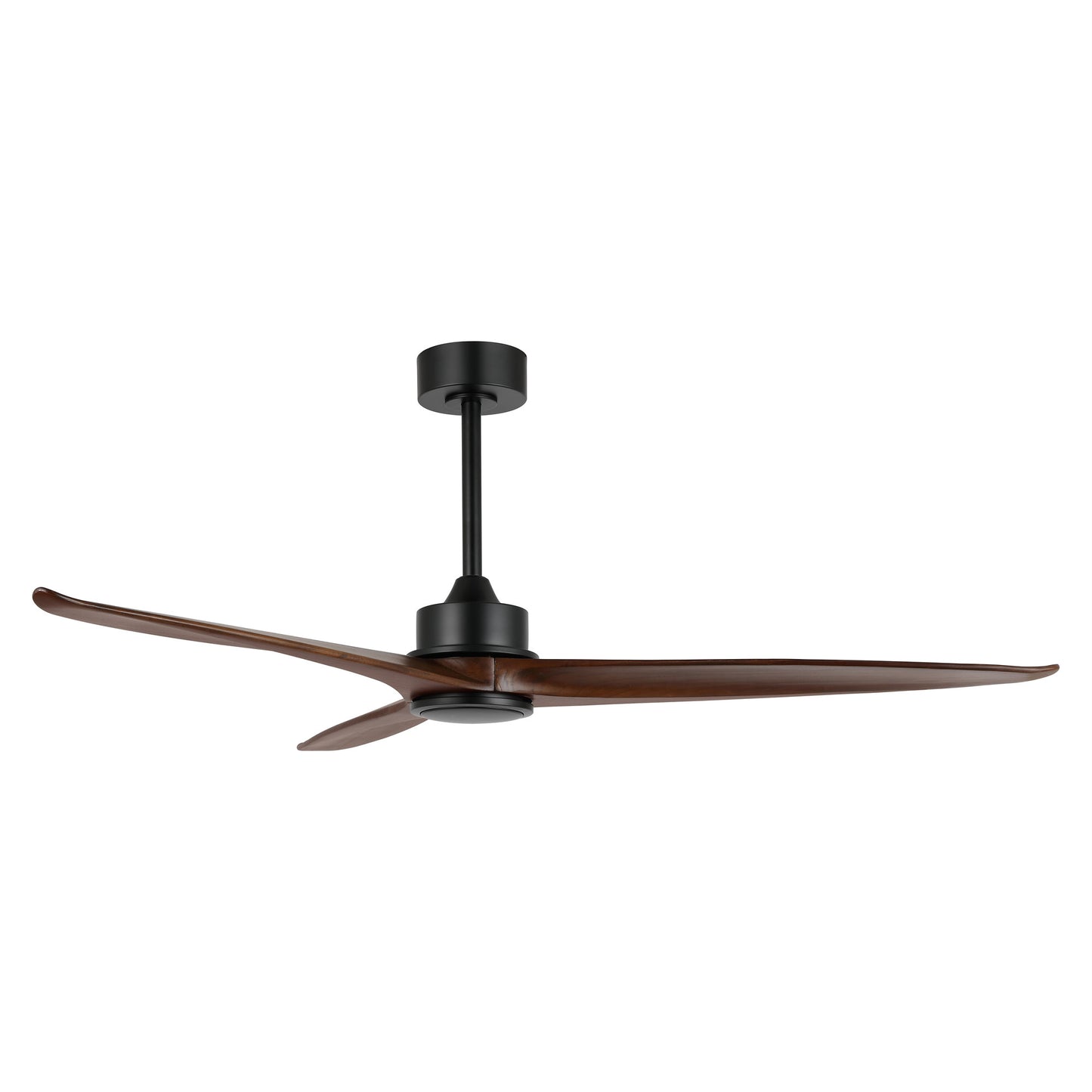 60" Black Ceiling Fan with Walnut Wood Blades – Modern 3-Blade Fan with Remote