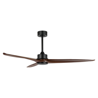 60" Black Ceiling Fan with Walnut Wood Blades – Modern 3-Blade Fan with Remote