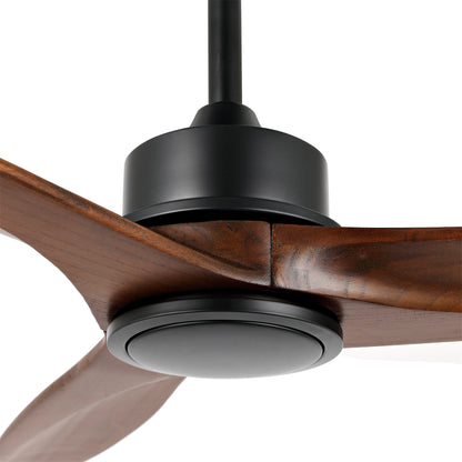 60" Black Ceiling Fan with Walnut Wood Blades – Modern 3-Blade Fan with Remote