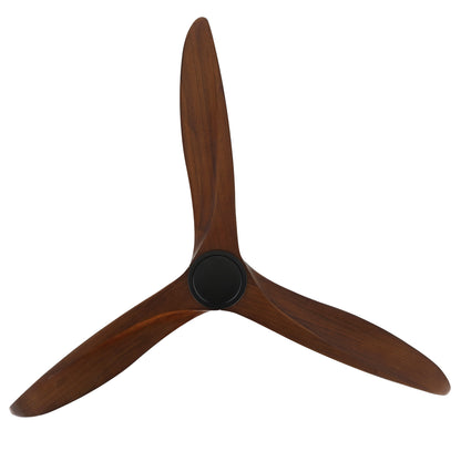60" Black Ceiling Fan with Walnut Wood Blades – Modern 3-Blade Fan with Remote