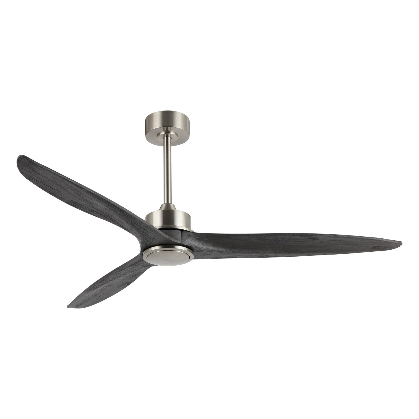 60" Silver Ceiling Fan with Gray Wood Blades – Modern 3-Blade Fan with Remote