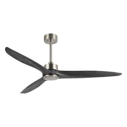 60" Silver Ceiling Fan with Gray Wood Blades – Modern 3-Blade Fan with Remote