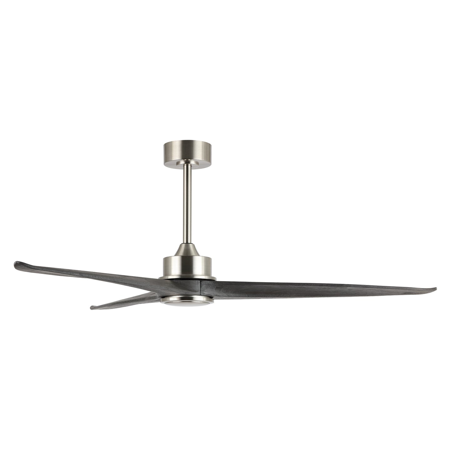 60" Silver Ceiling Fan with Gray Wood Blades – Modern 3-Blade Fan with Remote
