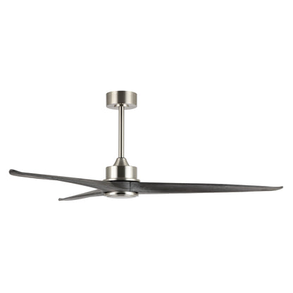 60" Silver Ceiling Fan with Gray Wood Blades – Modern 3-Blade Fan with Remote