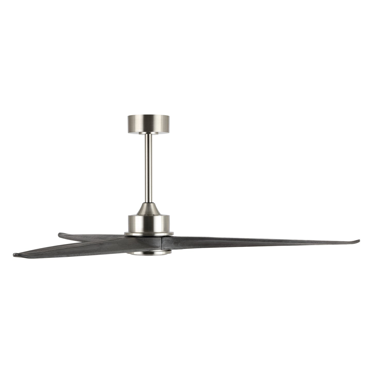60" Silver Ceiling Fan with Gray Wood Blades – Modern 3-Blade Fan with Remote