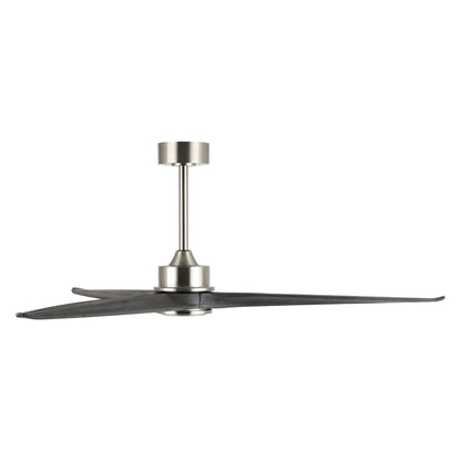 60" Silver Ceiling Fan with Gray Wood Blades – Modern 3-Blade Fan with Remote