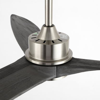 60" Silver Ceiling Fan with Gray Wood Blades – Modern 3-Blade Fan with Remote