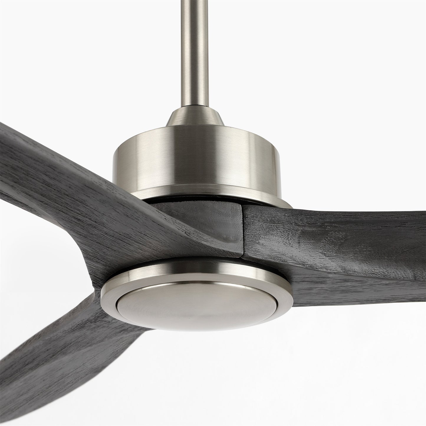 60" Silver Ceiling Fan with Gray Wood Blades – Modern 3-Blade Fan with Remote