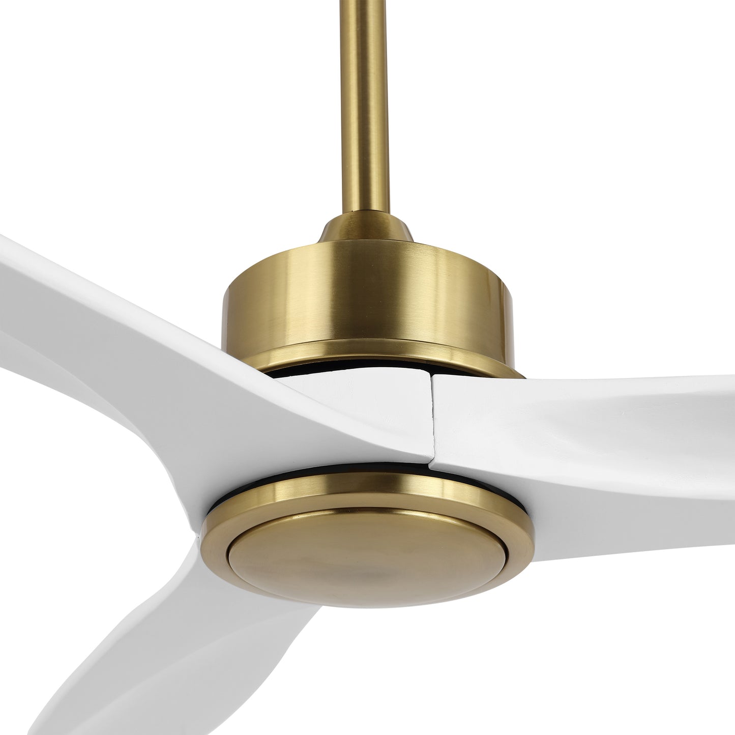 60" Gold Ceiling Fan with White Wood Blades – Modern 3-Blade Fan with Remote