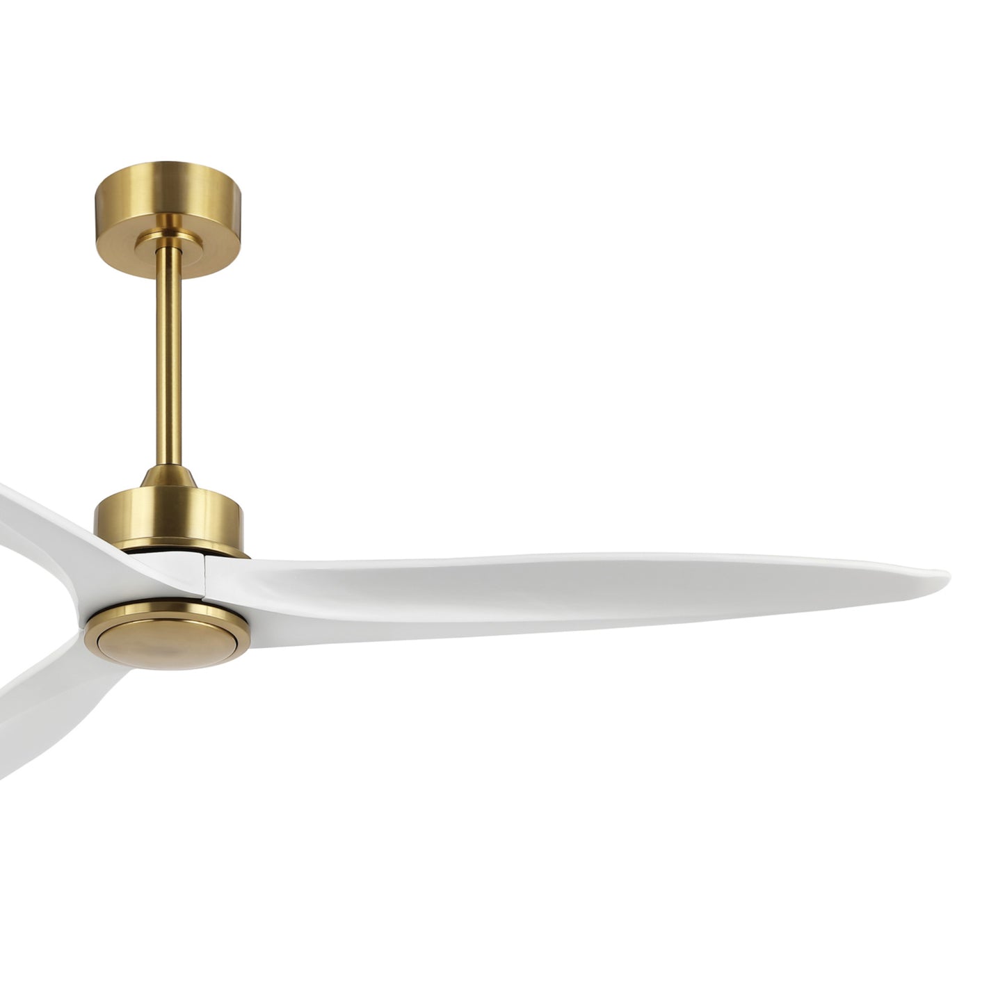 60" Gold Ceiling Fan with White Wood Blades – Modern 3-Blade Fan with Remote