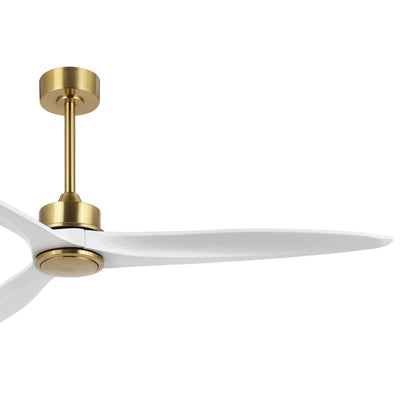 60" Gold Ceiling Fan with White Wood Blades – Modern 3-Blade Fan with Remote