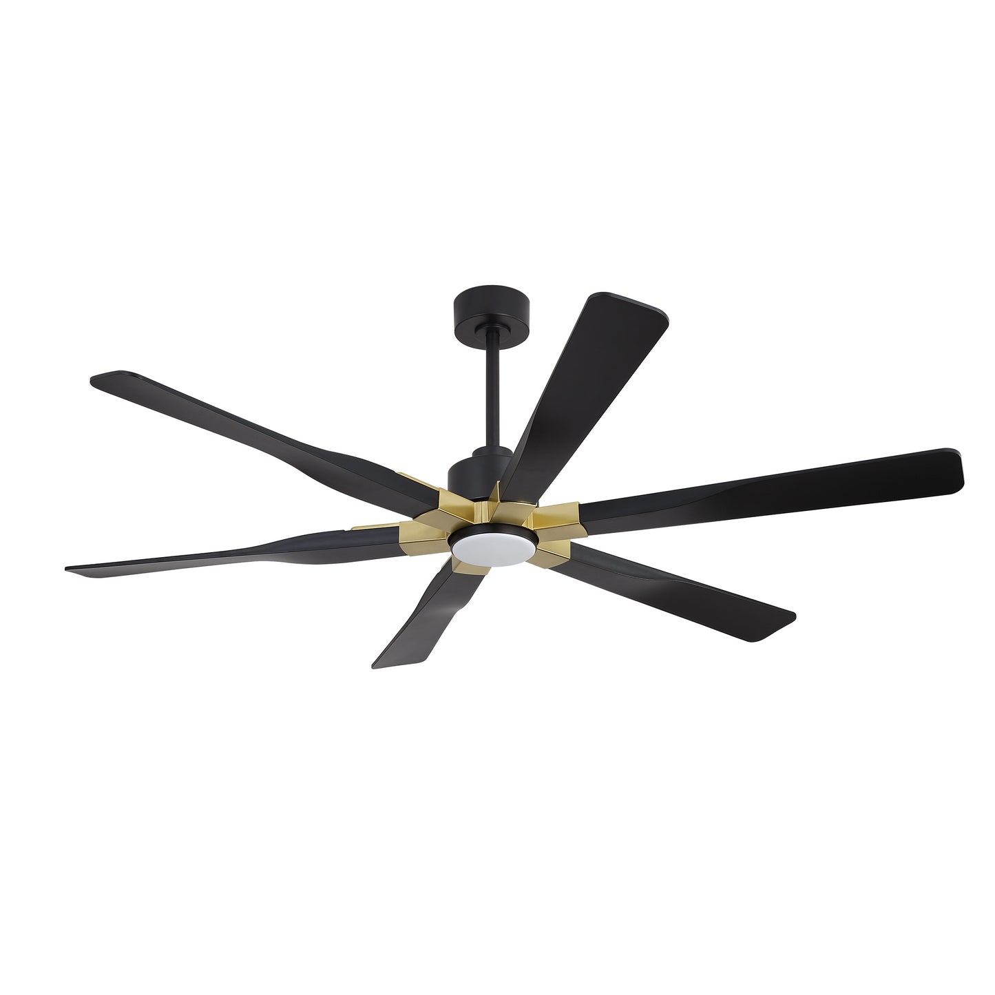 68" Black Ceiling Fan with Gold Accents and LED Light – 6-Blade Modern Remote Fan
