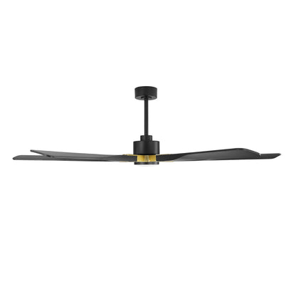 68" Black Ceiling Fan with Gold Accents and LED Light – 6-Blade Modern Remote Fan