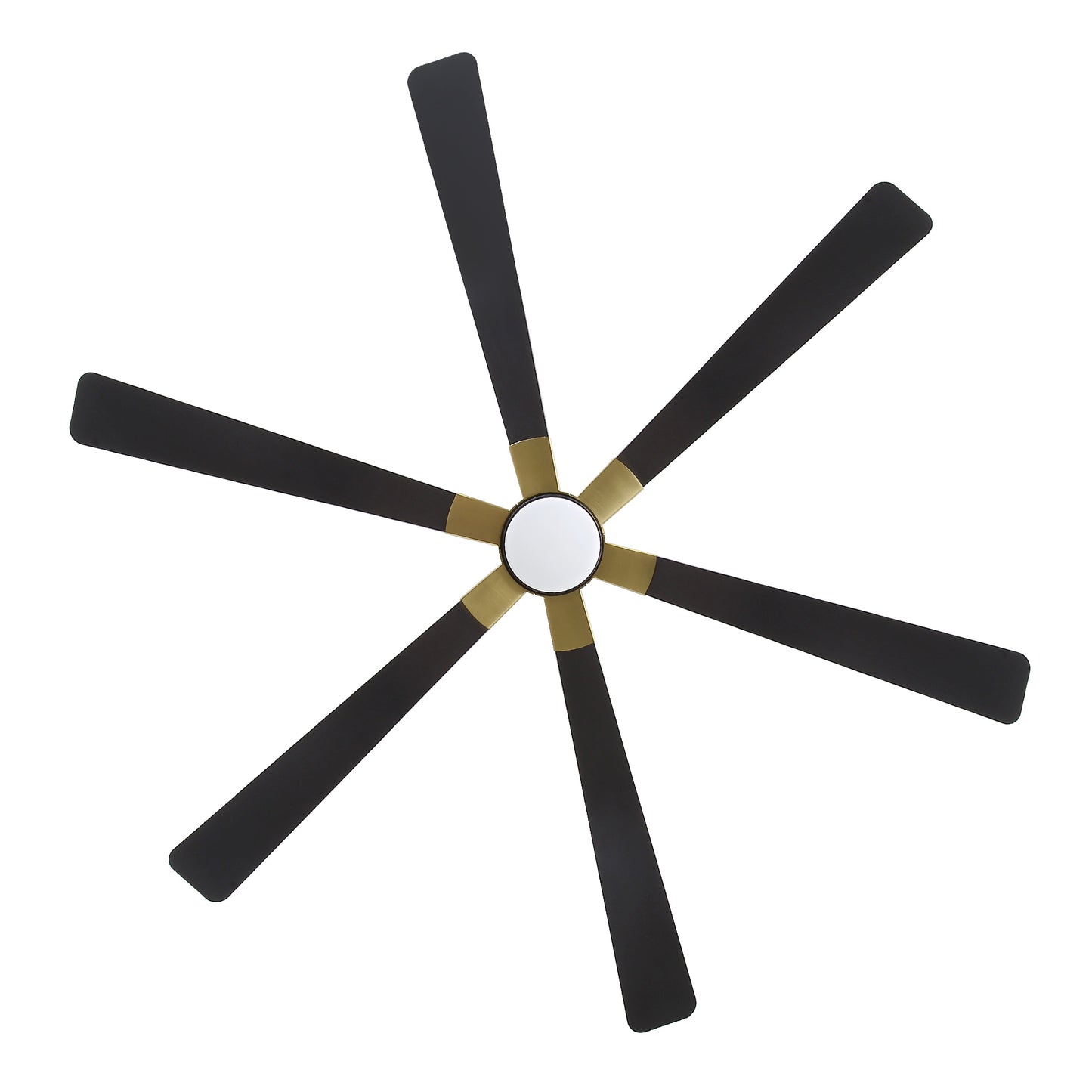 68" Black Ceiling Fan with Gold Accents and LED Light – 6-Blade Modern Remote Fan