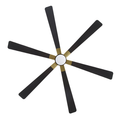 68" Black Ceiling Fan with Gold Accents and LED Light – 6-Blade Modern Remote Fan