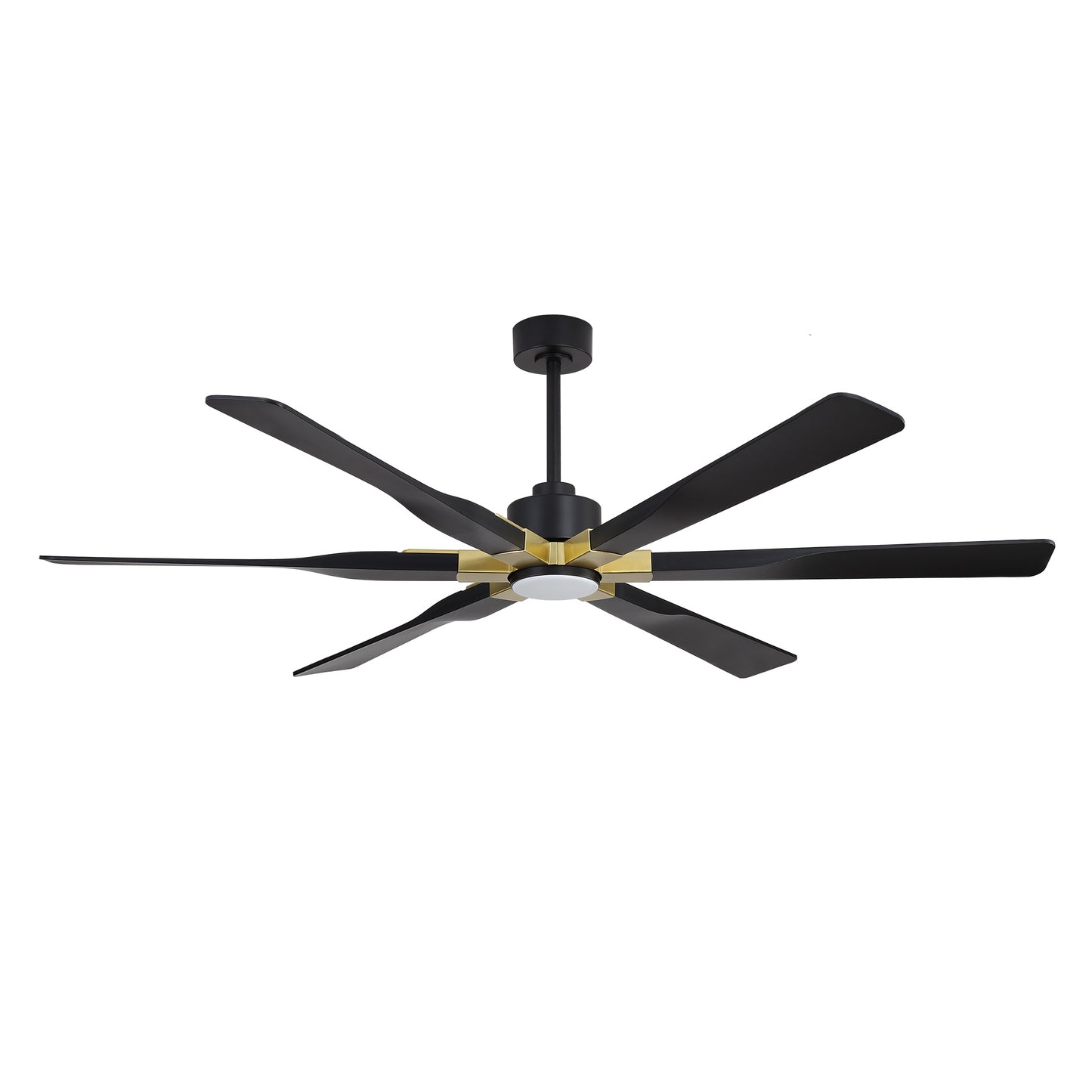 78" Black Ceiling Fan with Gold Accents and LED Light – 6-Blade Large Room Fan