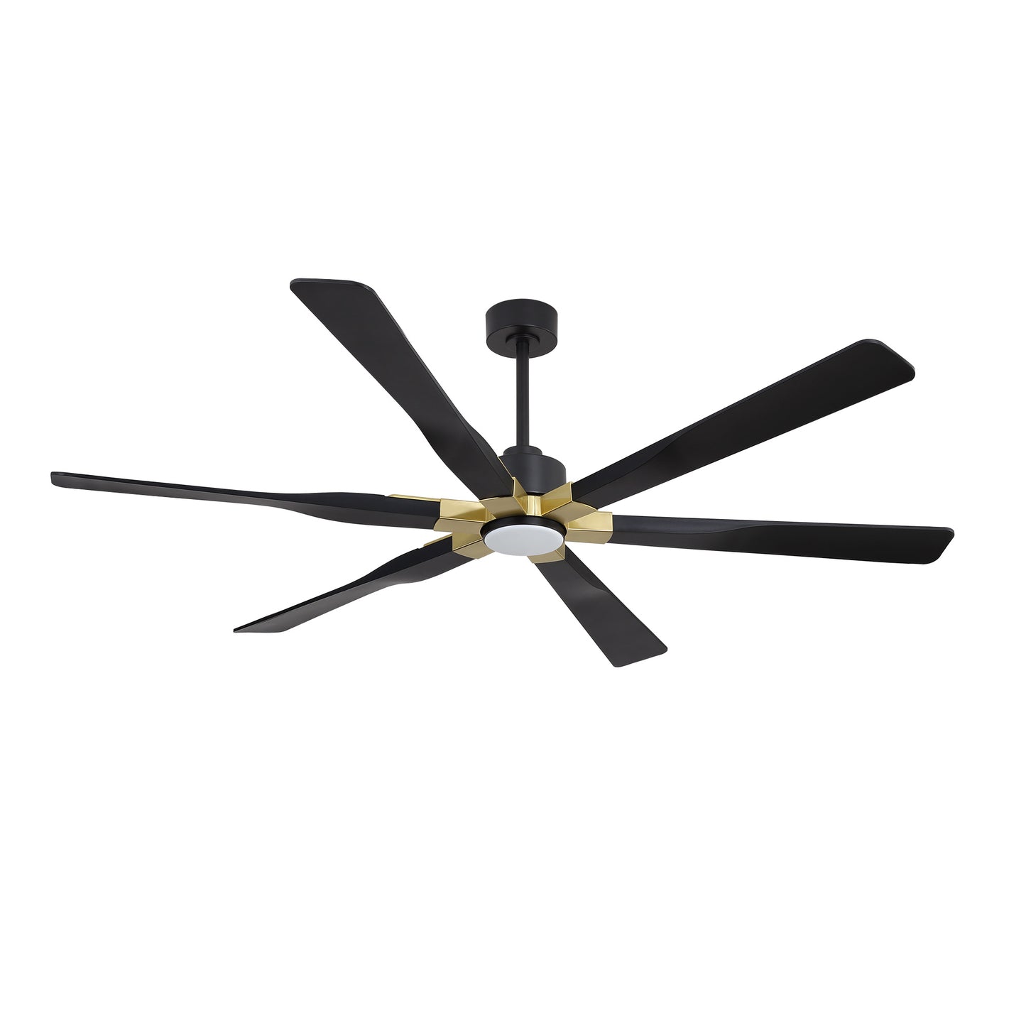 78" Black Ceiling Fan with Gold Accents and LED Light – 6-Blade Large Room Fan