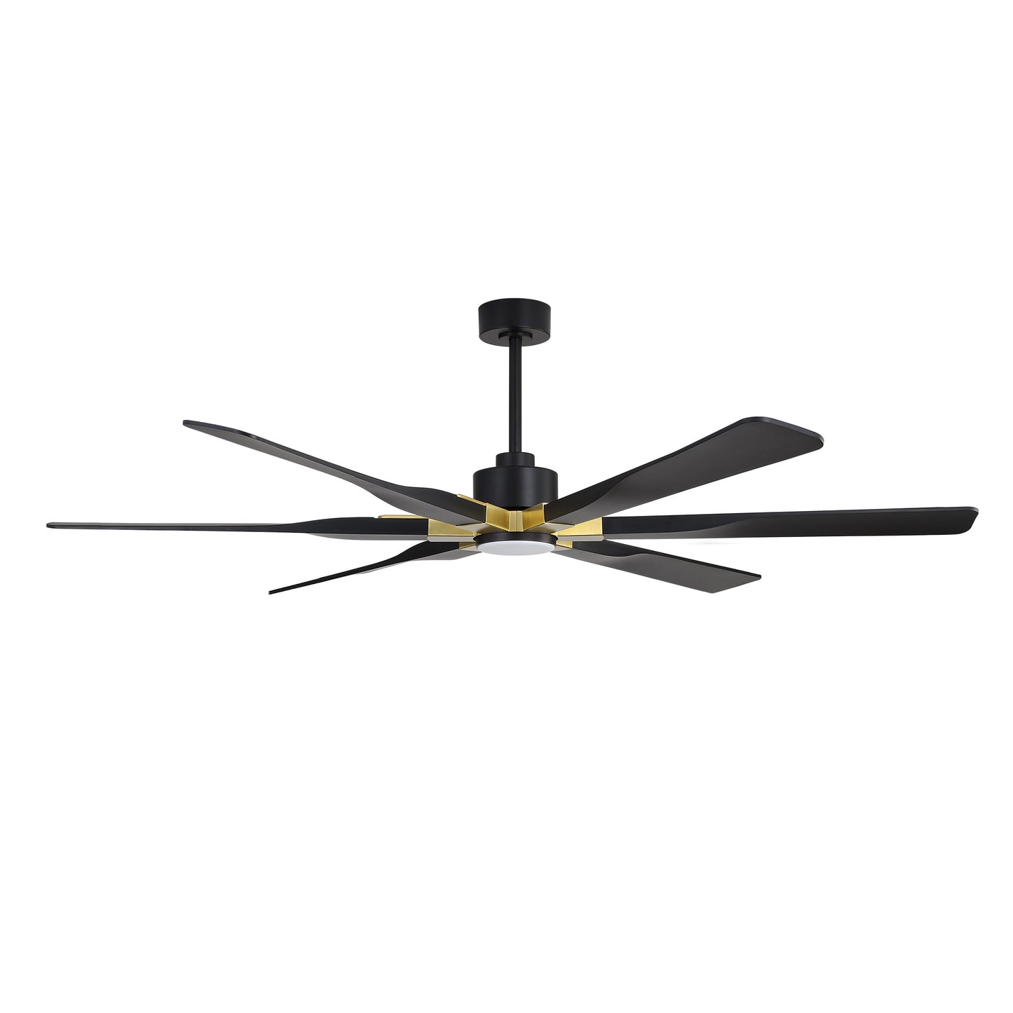 78" Black Ceiling Fan with Gold Accents and LED Light – 6-Blade Large Room Fan
