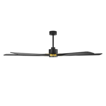 78" Black Ceiling Fan with Gold Accents and LED Light – 6-Blade Large Room Fan