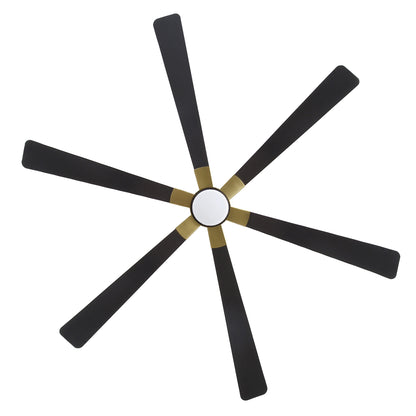 78" Black Ceiling Fan with Gold Accents and LED Light – 6-Blade Large Room Fan
