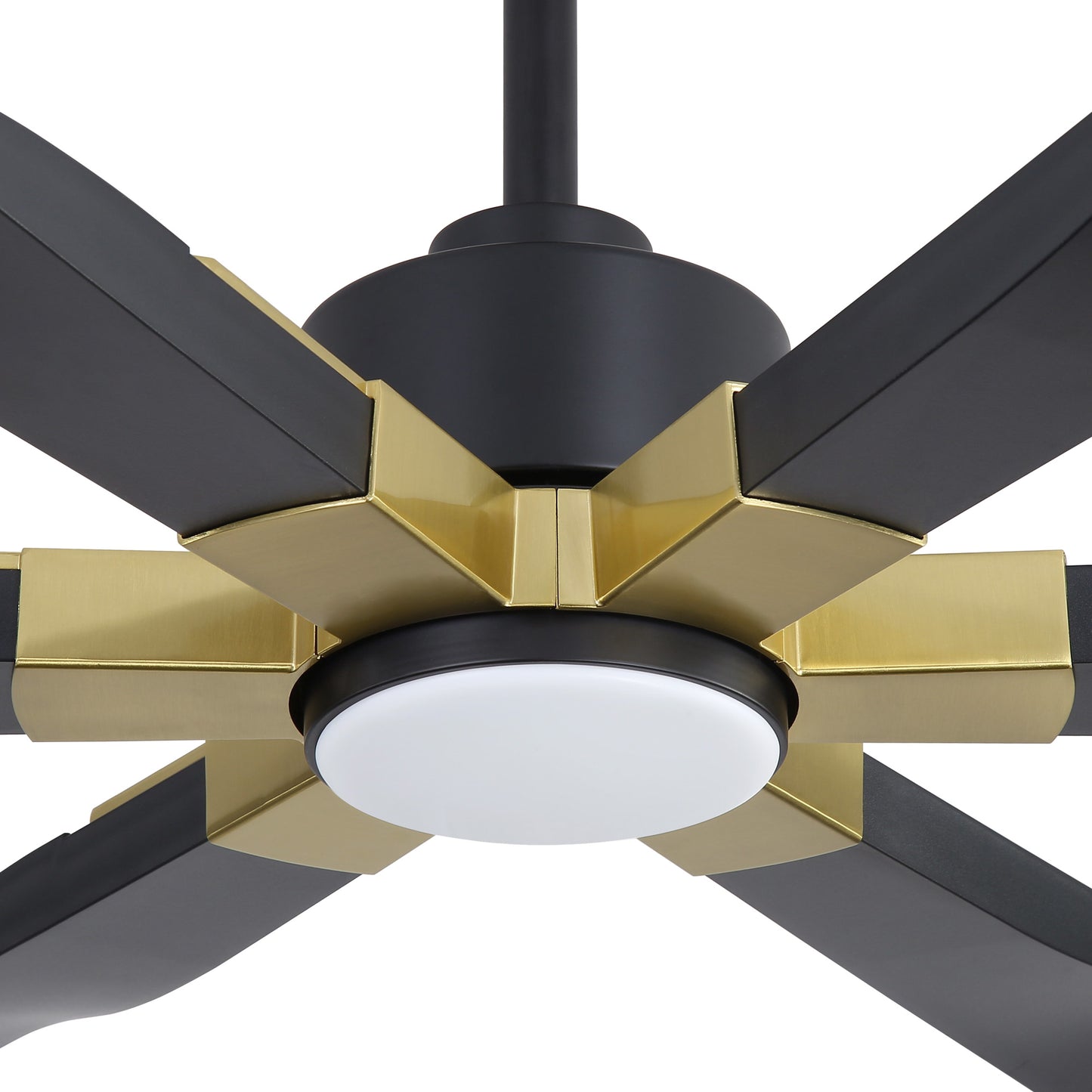 78" Black Ceiling Fan with Gold Accents and LED Light – 6-Blade Large Room Fan