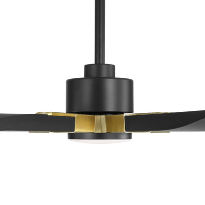 78" Black Ceiling Fan with Gold Accents and LED Light – 6-Blade Large Room Fan