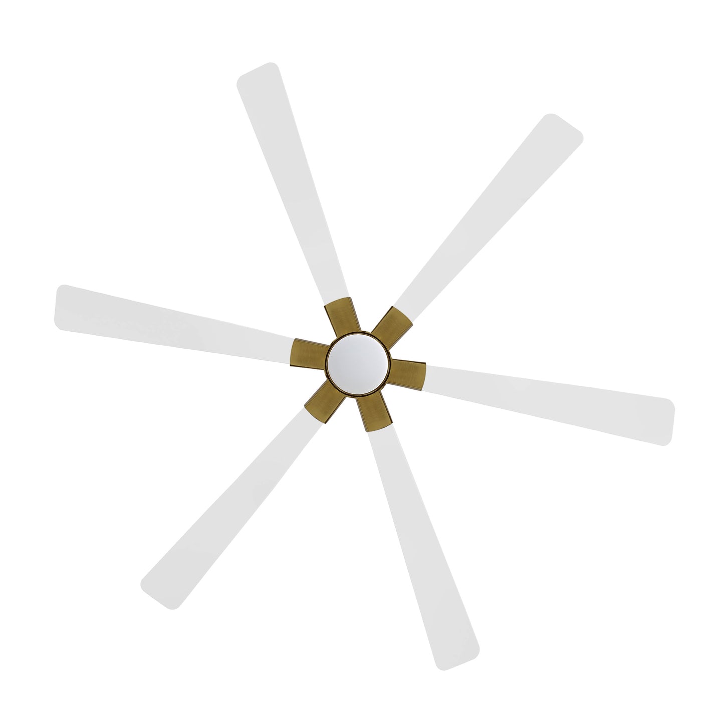 68" White Ceiling Fan with Gold Accents and LED Light – 6-Blade Modern Remote Fan