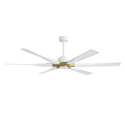 78" White Ceiling Fan with Gold Accents and LED Light – 6-Blade Large Room Fan