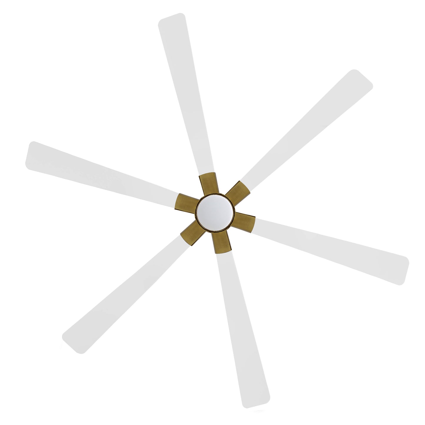 78" White Ceiling Fan with Gold Accents and LED Light – 6-Blade Large Room Fan