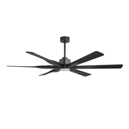 68" Matte Black Ceiling Fan with LED Light and Remote – 6-Blade Modern Fan