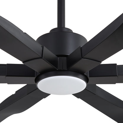 68" Matte Black Ceiling Fan with LED Light and Remote – 6-Blade Modern Fan
