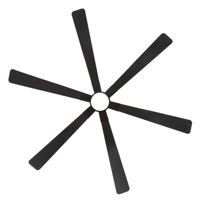68" Matte Black Ceiling Fan with LED Light and Remote – 6-Blade Modern Fan