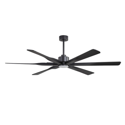 78" Matte Black Ceiling Fan with LED Light and Remote – 6-Blade Large Room Fan
