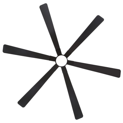 78" Matte Black Ceiling Fan with LED Light and Remote – 6-Blade Large Room Fan