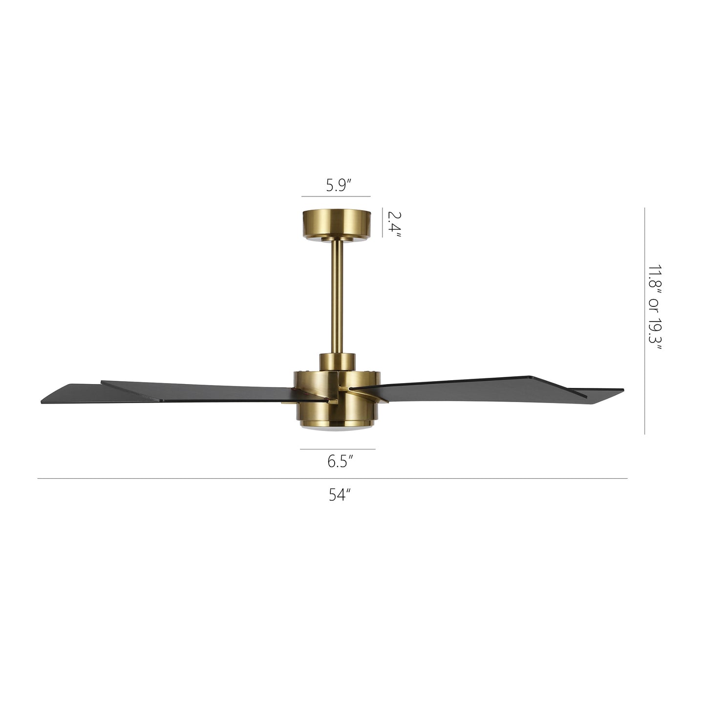 52" Gold Modern Ceiling Fan with Light & Remote – 6-Speed DC Motor, Dimmable LED