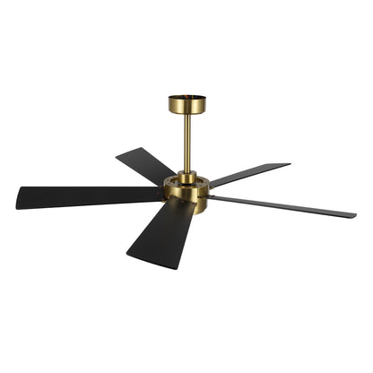 52" Gold Modern Ceiling Fan with Light & Remote – 6-Speed DC Motor, Dimmable LED