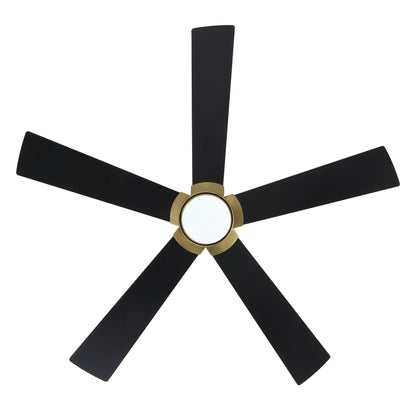 52" Gold Modern Ceiling Fan with Light & Remote – 6-Speed DC Motor, Dimmable LED